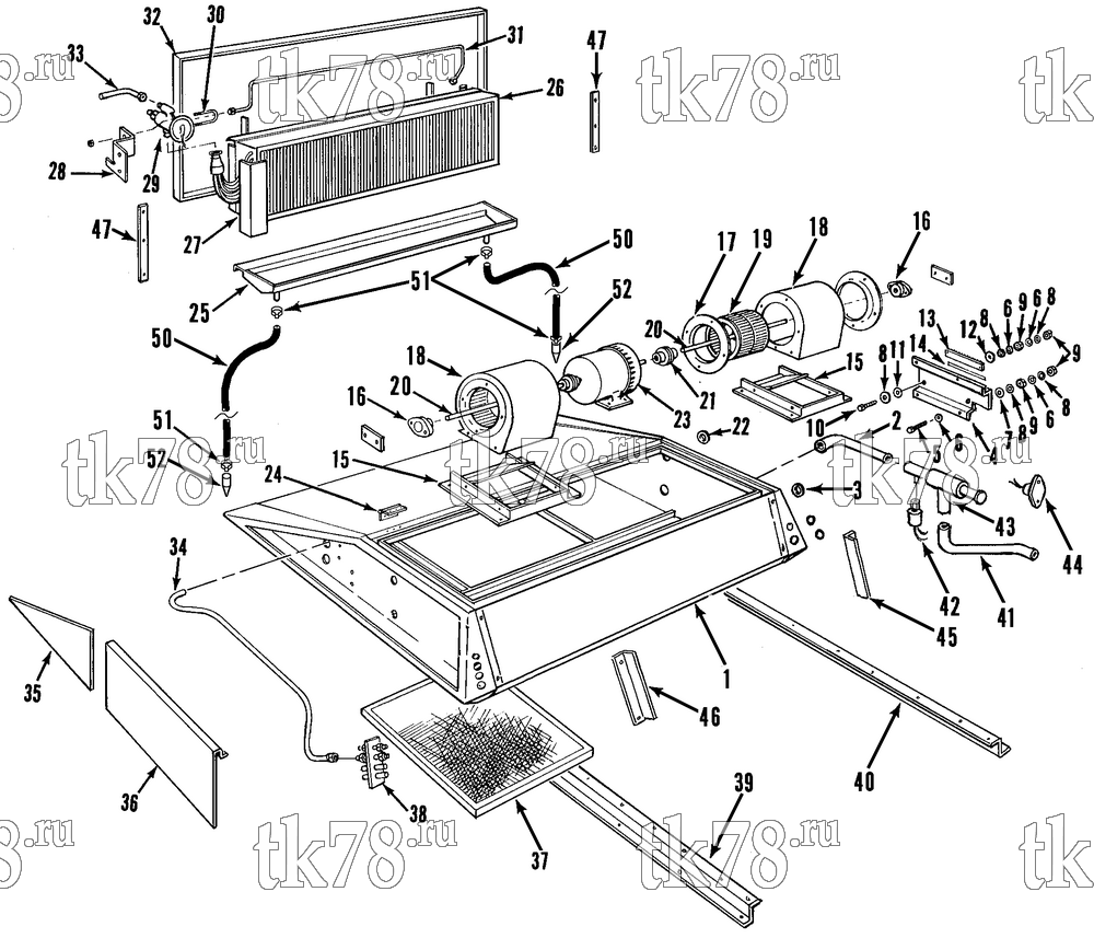 Каталог запчастей для Thermo King NSD-I EVAPORATOR ASSEMBLY (1000/1001 R12)