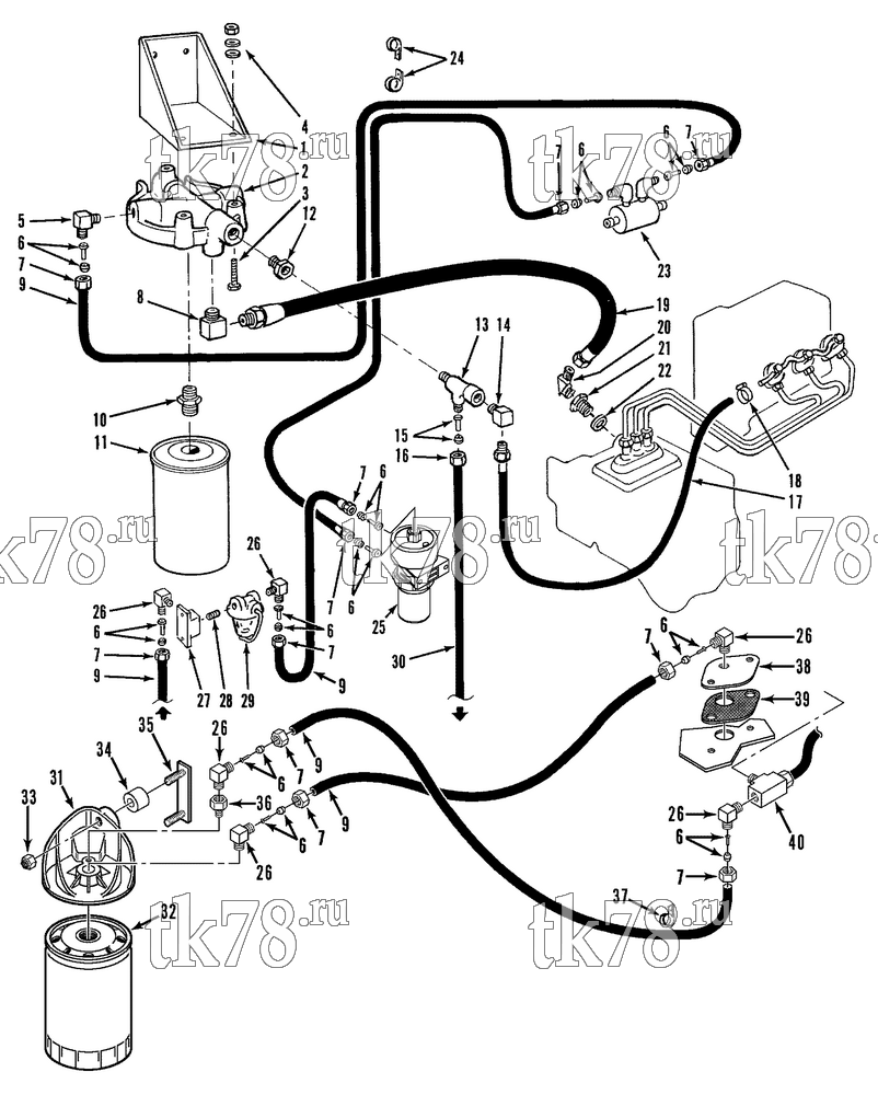 Каталог запчастей для Thermo King LND 30 & 50 FUEL FILTER & HOSES