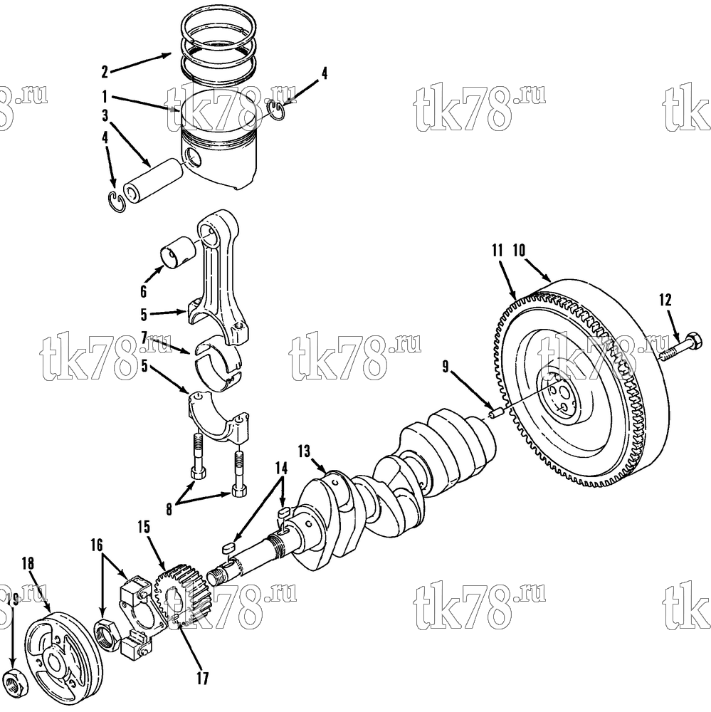 Каталог запчастей для Thermo King LND 30 & 50 CRANKSHAFT GROUP