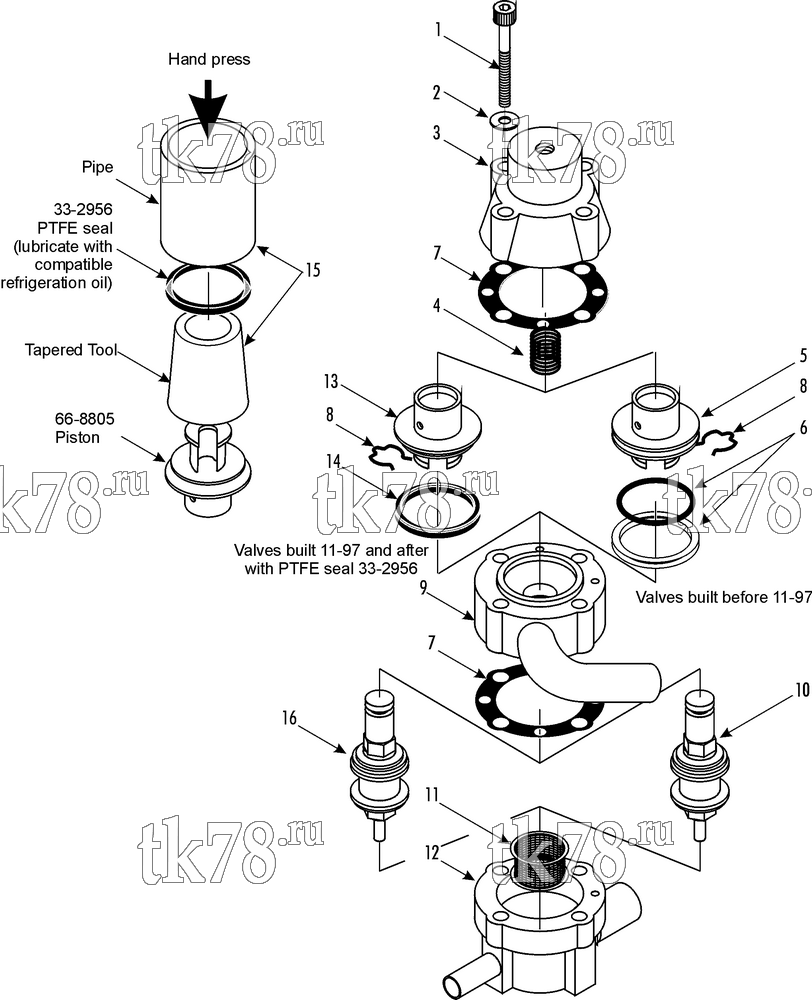 Каталог запчастей для Thermo King RMU-II 3-WAY VALVE ASSEMBLY