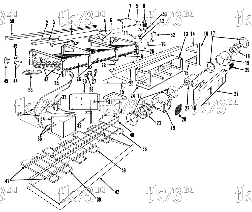 Каталог запчастей для Thermo King RMU-II EVAPORATOR - FORWARD FLOW (QFE M3)