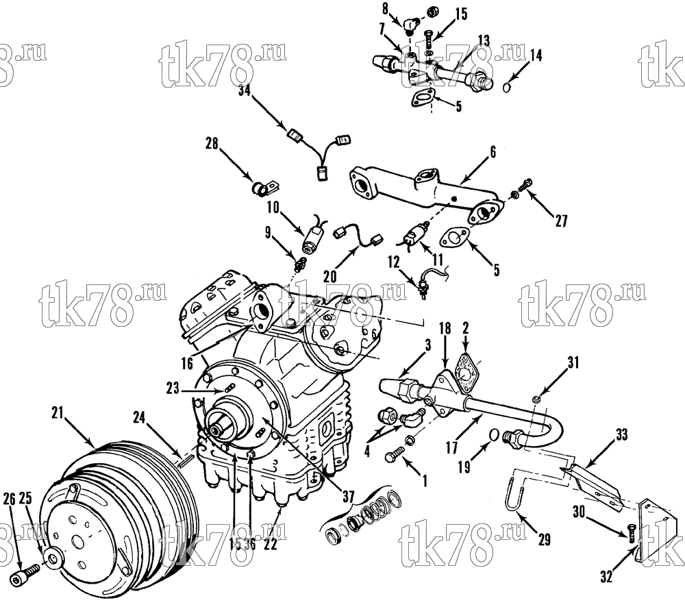 Каталог запчастей для Thermo King  COMPRESSOR GROUP (KIT 711021)