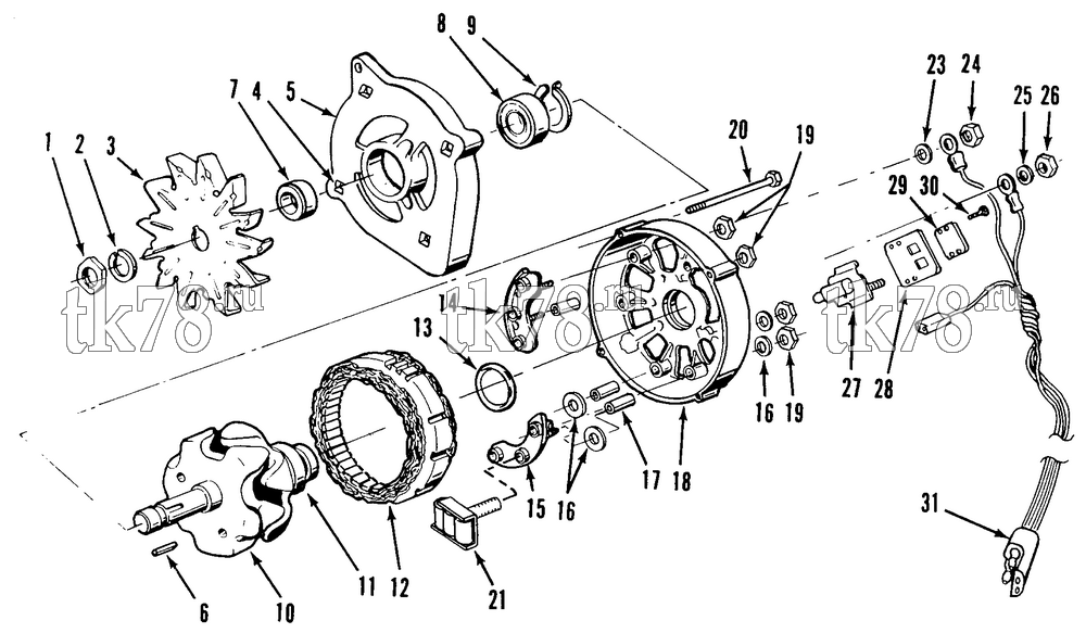 Каталог запчастей для Thermo King URD 25DG ALTERNATOR ASSEMBLY (51 AMP)