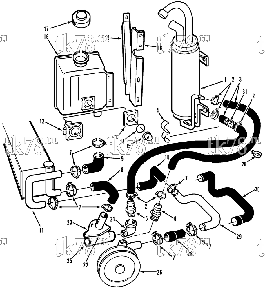 Каталог запчастей для Thermo King  ENGINE COOLING SYSTEM (w/ di 2.2 ENGINE)