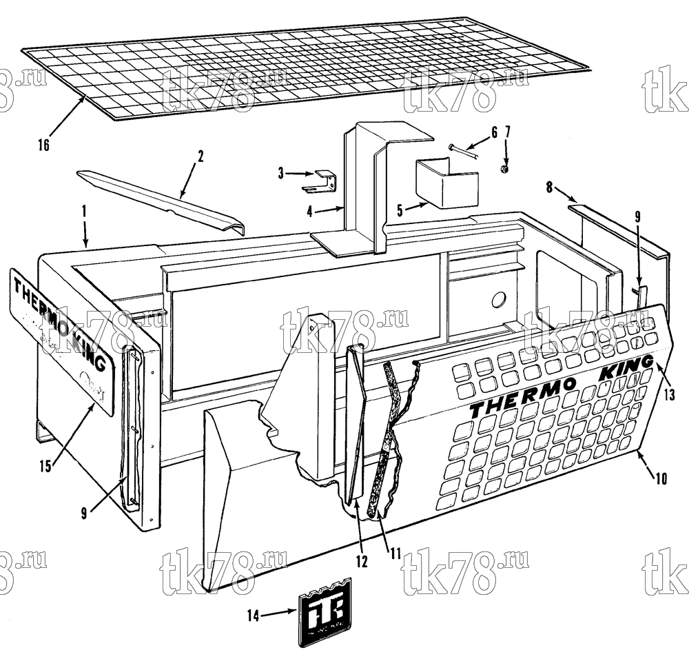 Каталог запчастей для Thermo King CB-II STRUCTURAL COMPONENTS - CONDENSER