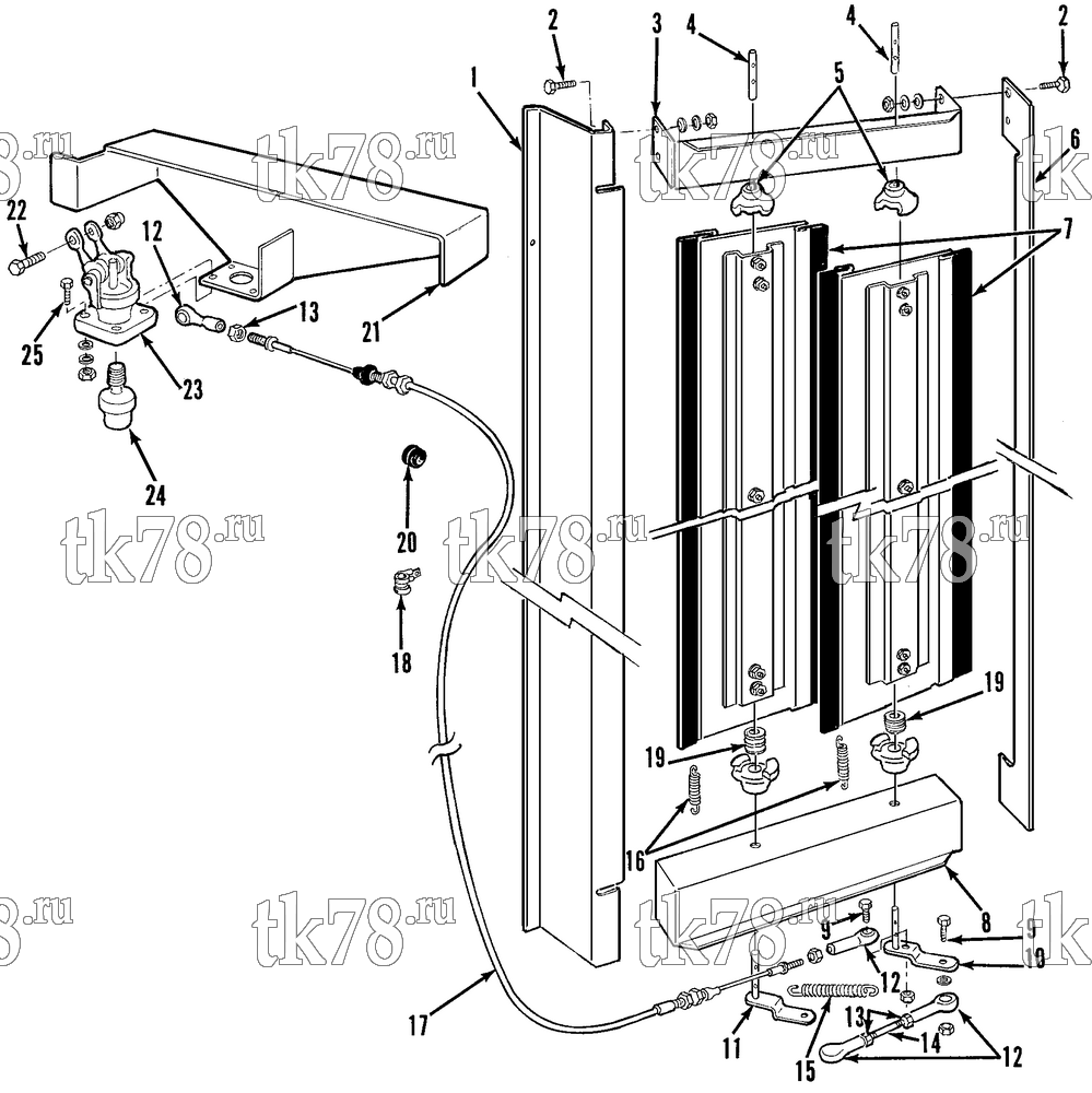 Каталог запчастей для Thermo King SB-III SR MP IV+ TG VI & Rail w/se 2.2 Engine CONDENSER SHUTTER ASSEMBLY (OPTION 048030)