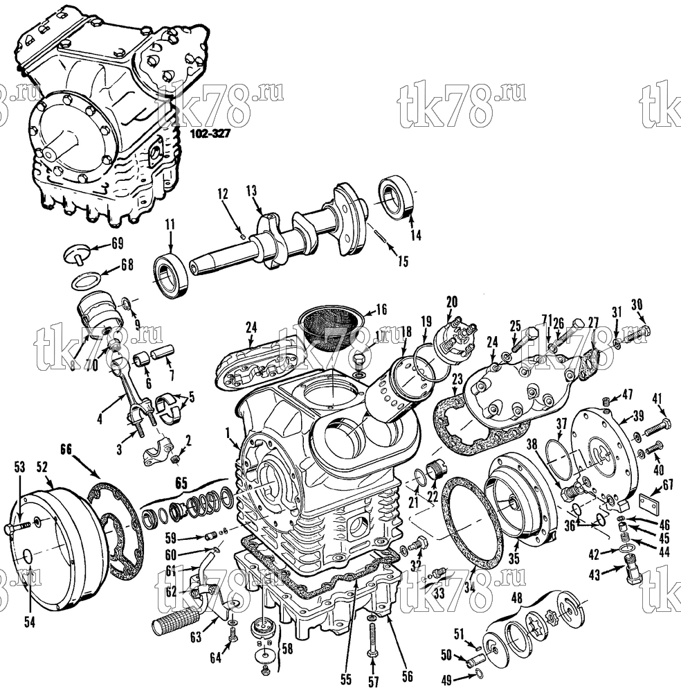 Каталог запчастей для Thermo King CF-II M19 Prepared for Sea-Land COMPRESSOR