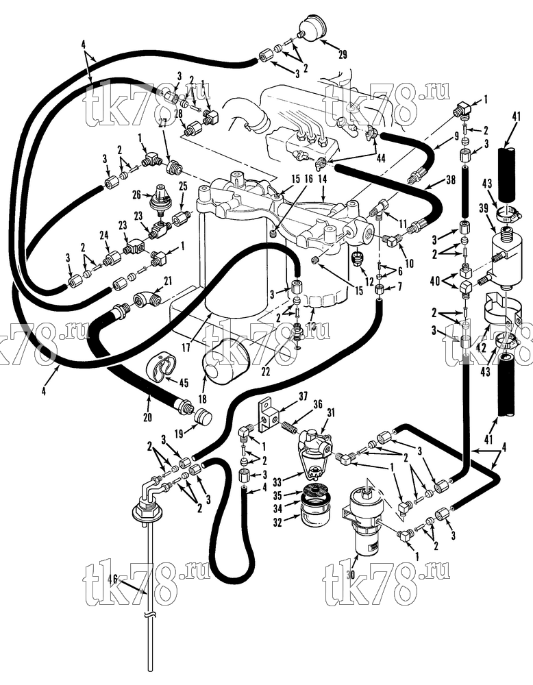 Каталог запчастей для Thermo King MD-II MAX w/3.74 Engine FUEL & OIL FILTERS, HOSES & FITTINGS