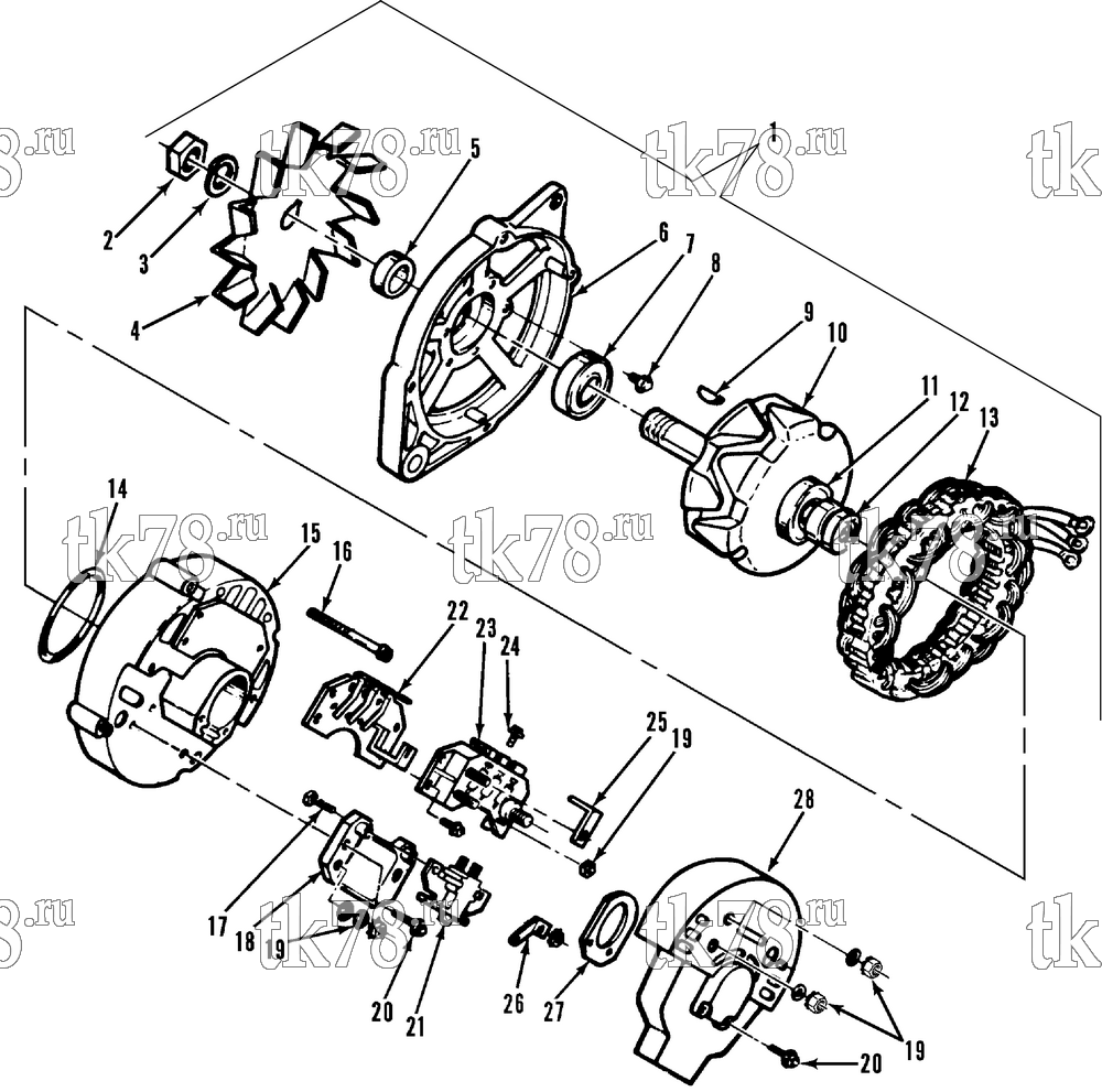 Каталог запчастей для Thermo King PGM MAX & PGM-II MAX ALTERNATOR ASSEMBLY (23 AMP)
