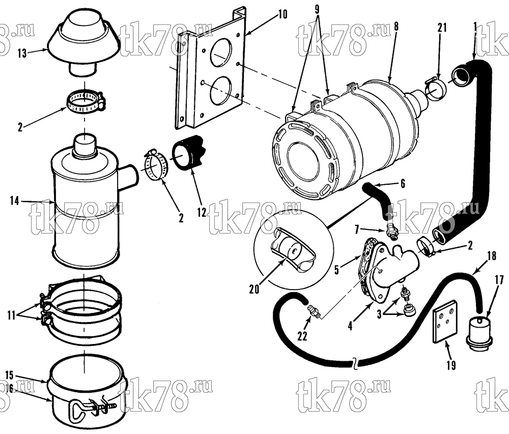 Каталог запчастей для Thermo King SB-II w/di 2.2 Engine AIR CLEANER (30s w/di 2.2)