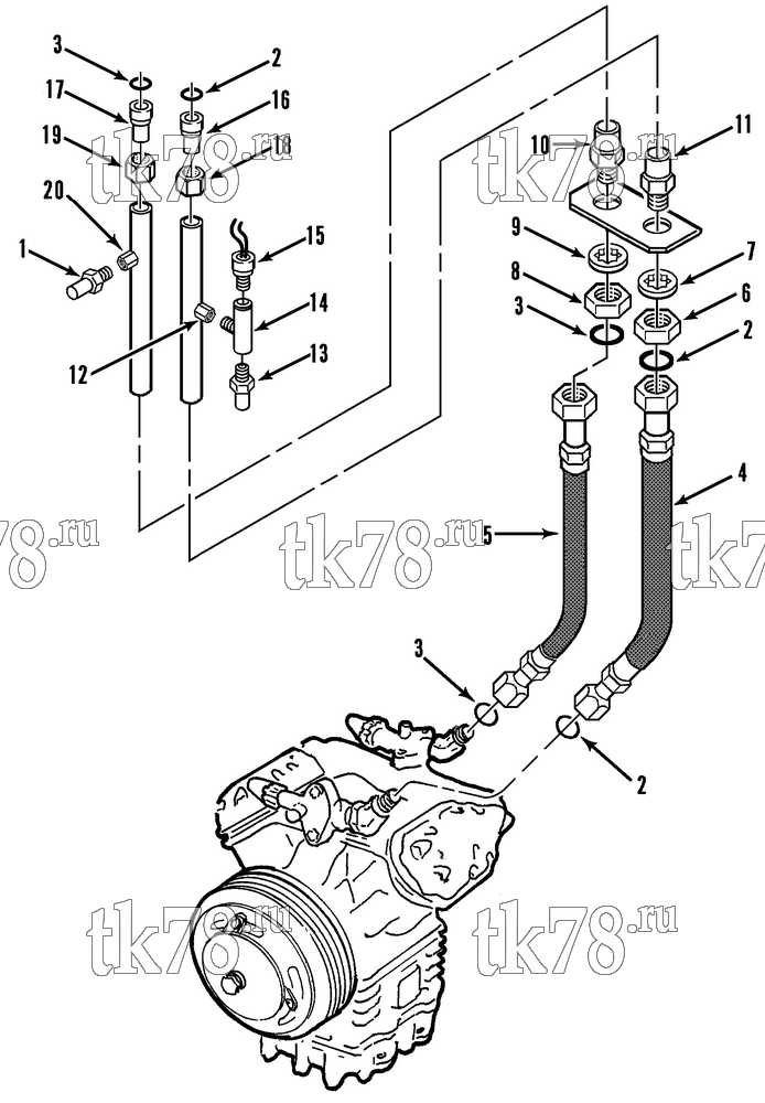 Каталог запчастей для Thermo King T3-M8A COMPRESSOR CONNECTIONS