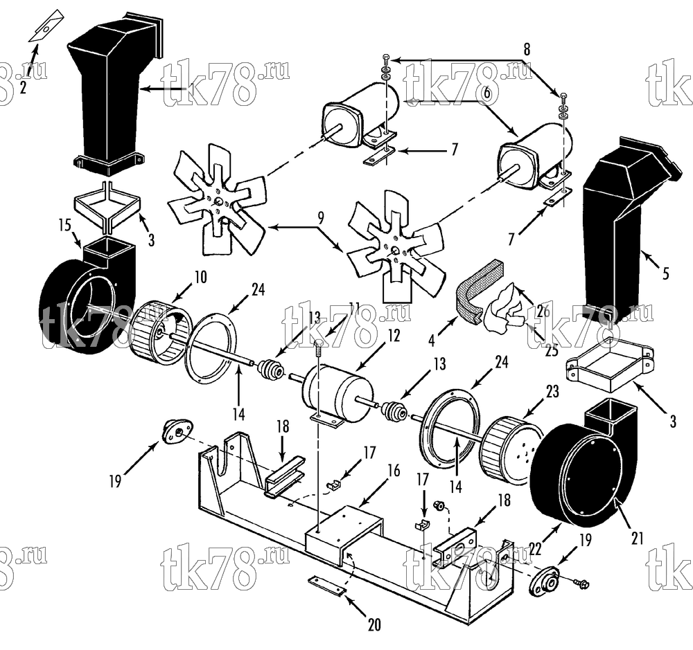Каталог запчастей для Thermo King T3-M8A BLOWERS & FANS