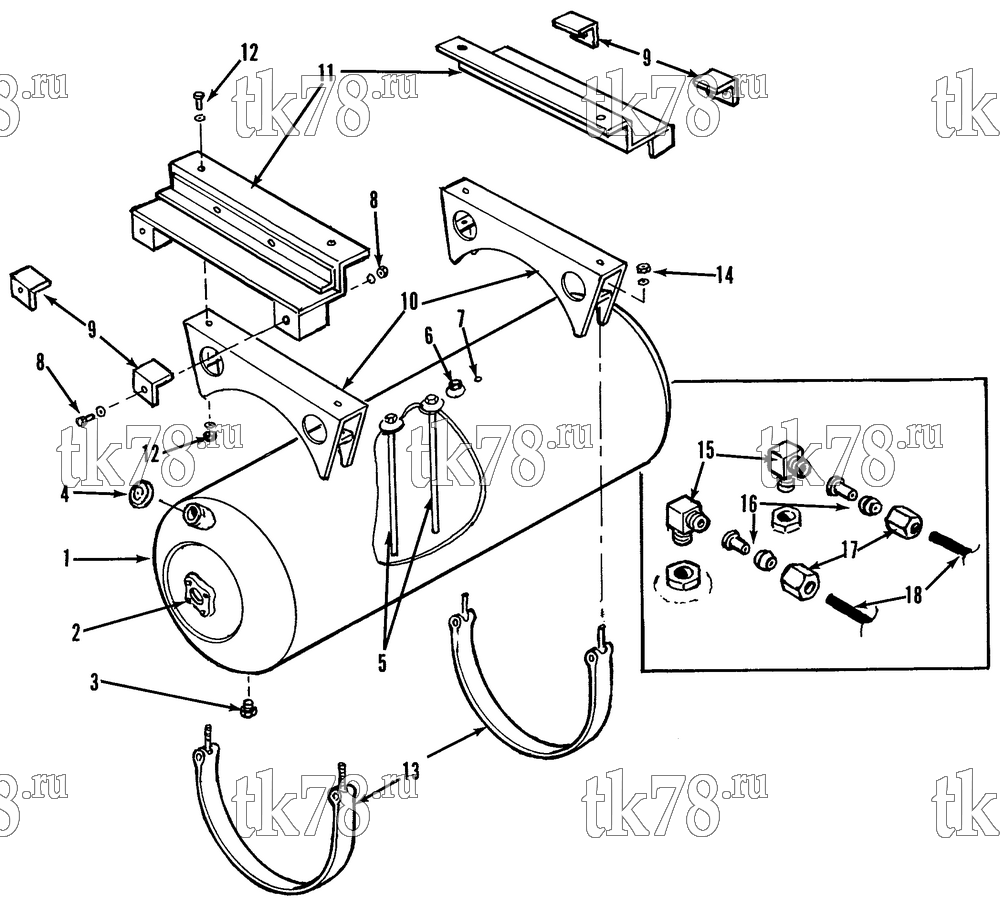 Каталог запчастей для Thermo King CG-II M8A & M8B FUEL TANK & MOUNTING