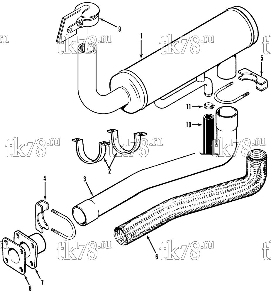 Каталог запчастей для Thermo King HK & HK-II SERIES MUFFLER GROUP (ENGINE)
