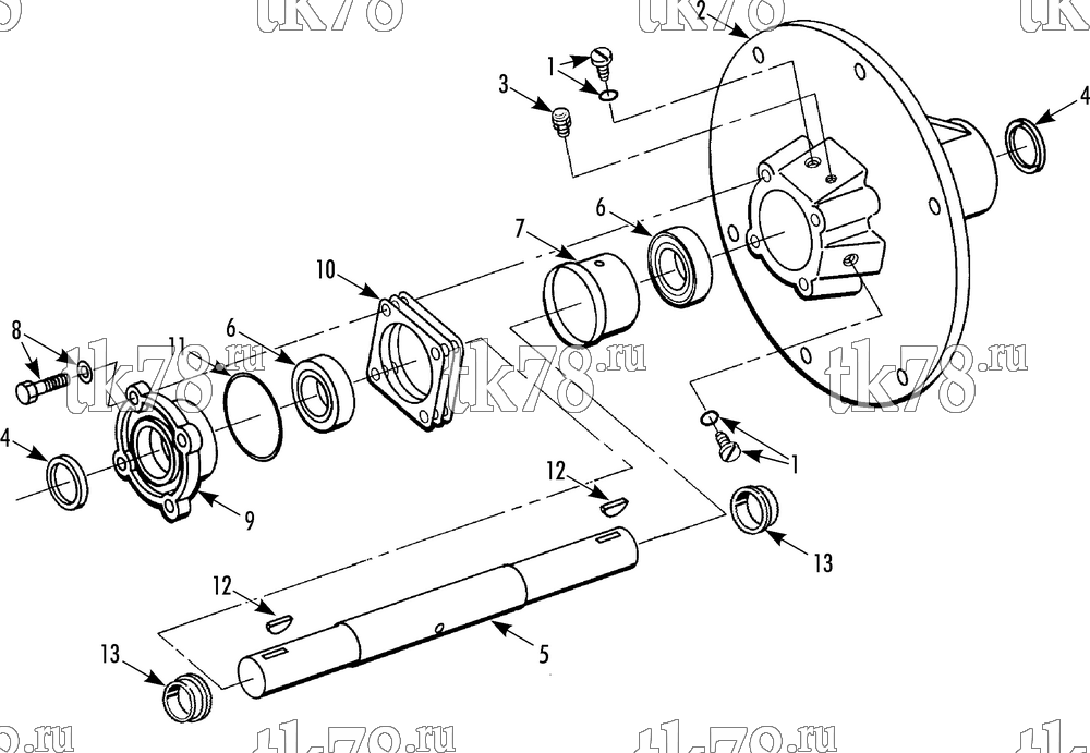 Каталог запчастей для Thermo King Super-II WHISPER w/TK 486 Engine FANSHAFT ASSEMBLY