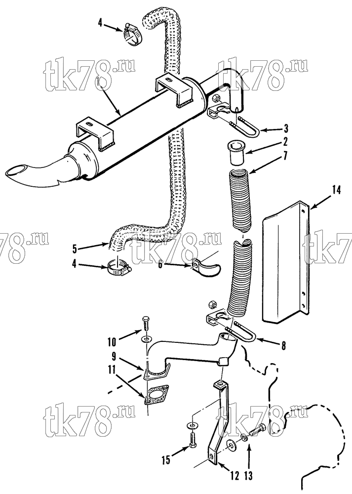 Каталог запчастей для Thermo King Super-II MAX w/di 2.2 Engine MUFFLER GROUP