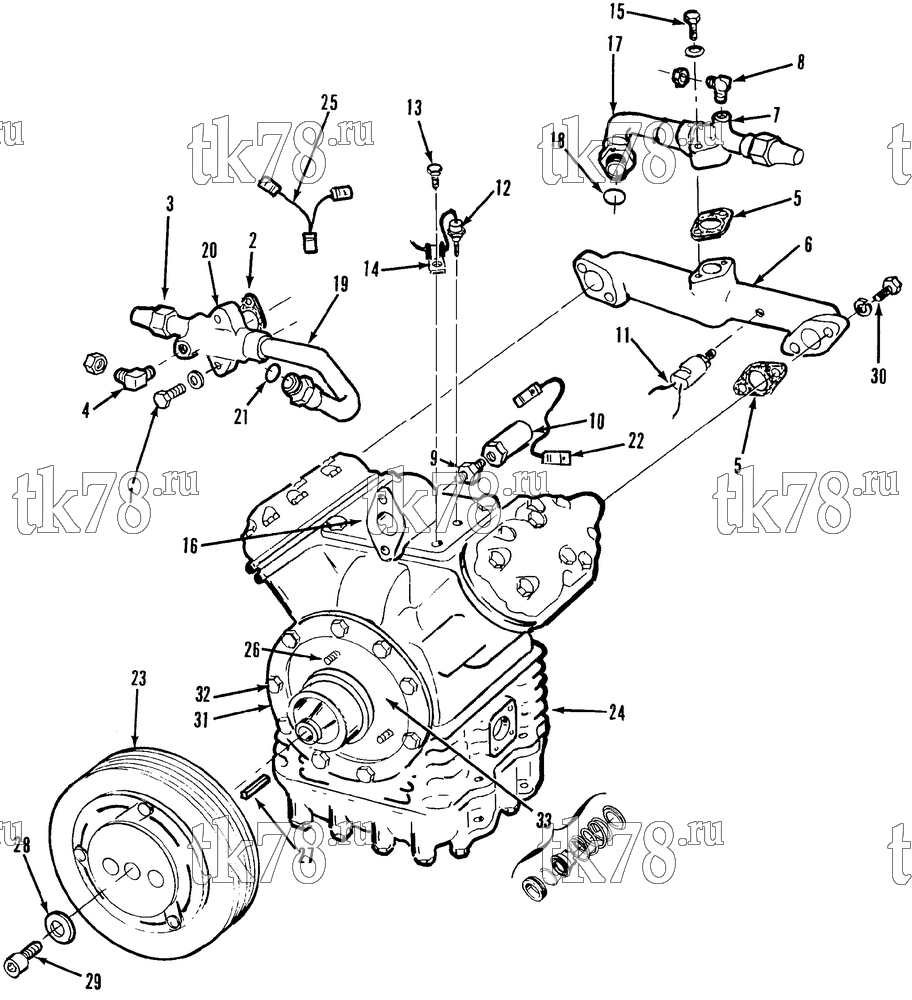 Каталог запчастей для Thermo King Compressor Kits for Transit Bus Air Conditioning COMPRESSOR GROUP (KIT 712463)