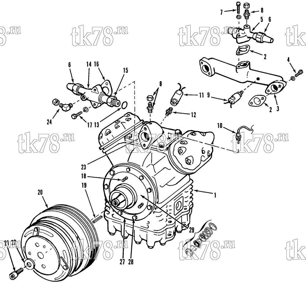 Каталог запчастей для Thermo King  X426 COMPRESSOR & CLUTCH ASSEMBLY
