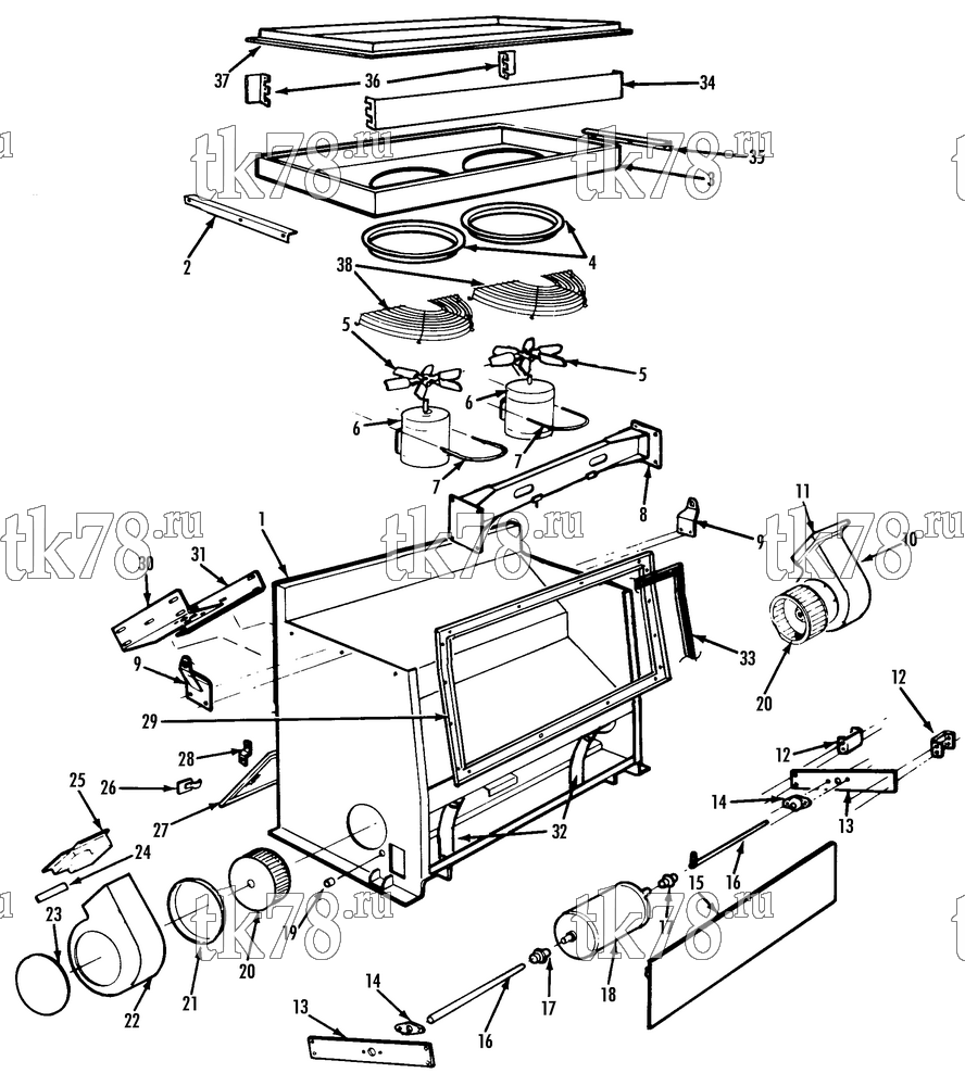 Каталог запчастей для Thermo King T2-M8 STRUCTURAL COMPONENTS - MOTORS & FANS