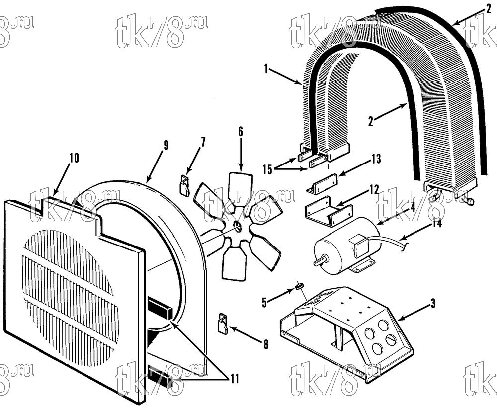 Каталог запчастей для Thermo King CF-II M14A CONDENSER COIL & MOTOR GROUP