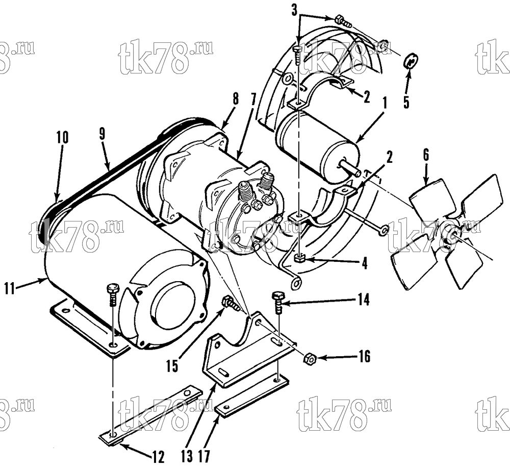 Каталог запчастей для Thermo King STB-III FAN GROUP & COMPRESSOR DRIVE (STB-III 20D)