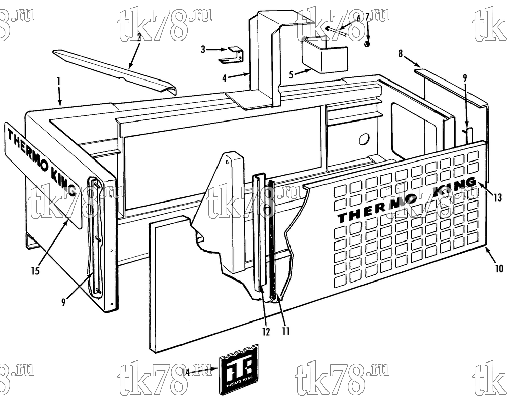 Каталог запчастей для Thermo King CB-III STRUCTURAL COMPONENTS - CONDENSER