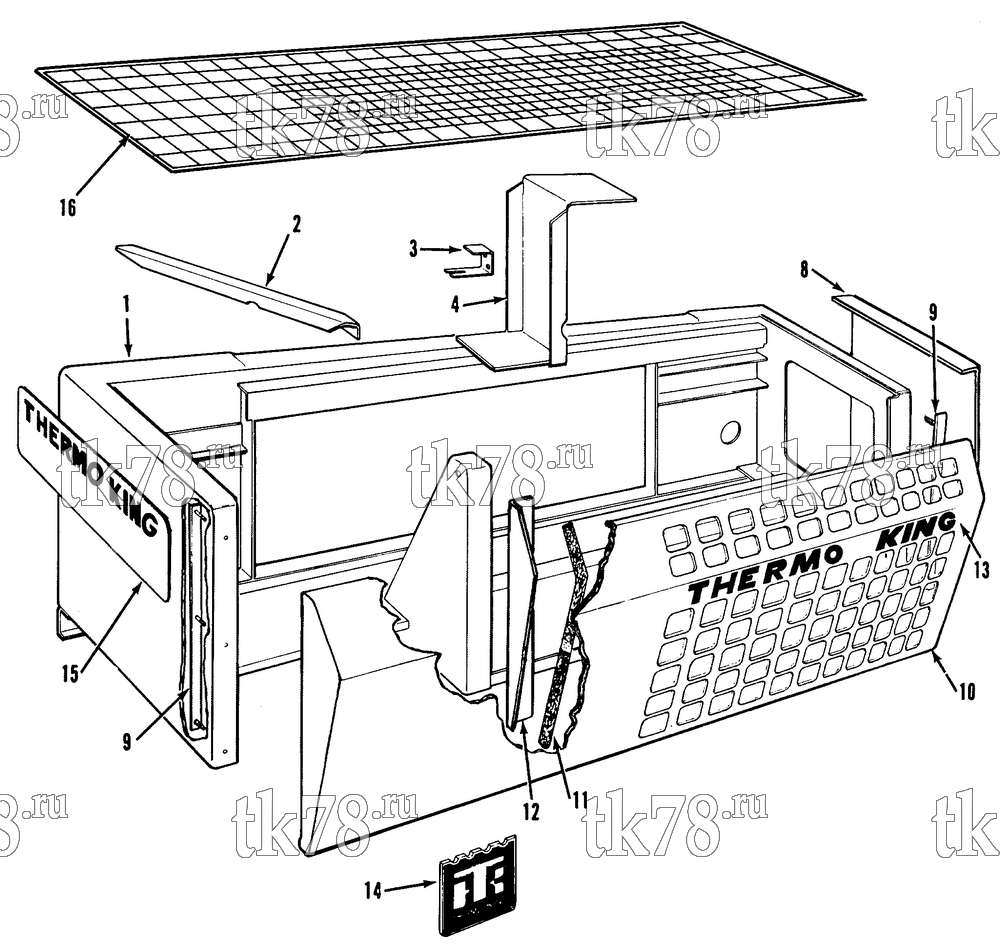 Каталог запчастей для Thermo King CB-III STRUCTURAL COMPONENTS - CONDENSER