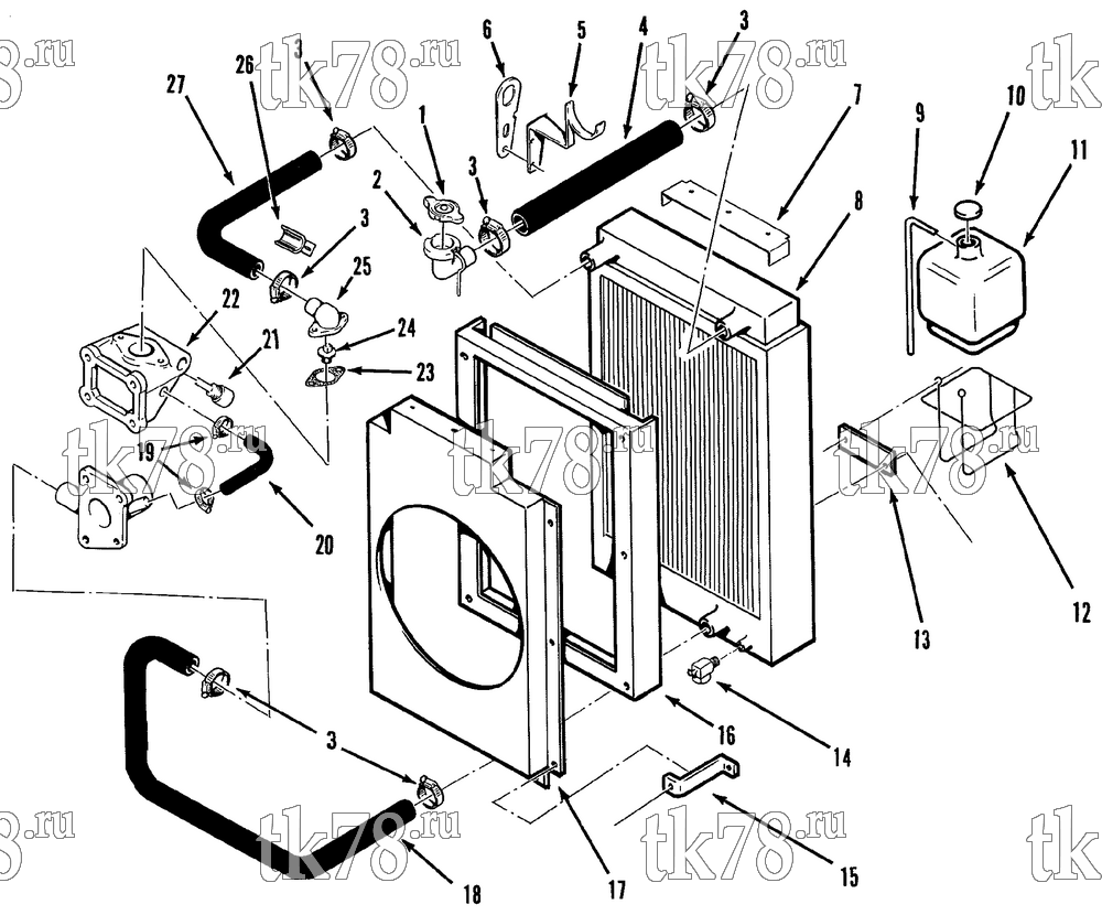 Каталог запчастей для Thermo King SD-I 1012 M1 ENGINE COOLING SYSTEM