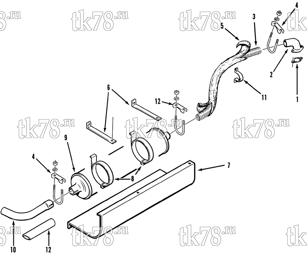 Каталог запчастей для Thermo King CGS M329, M329A, M329B MUFFLER GROUP