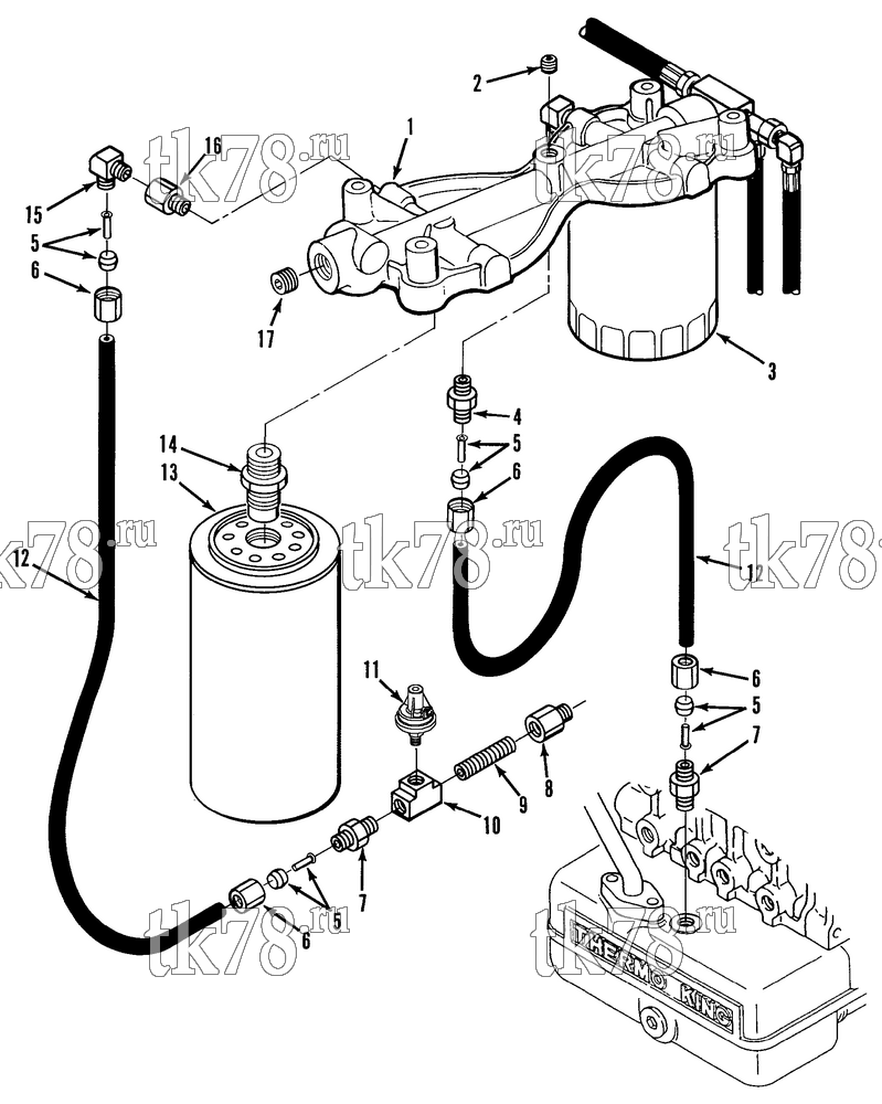 Каталог запчастей для Thermo King SDZ 30 & 50 EMEIA w/TK 2.49 Engine BYPASS OIL FILTER (OPTIONAL)
