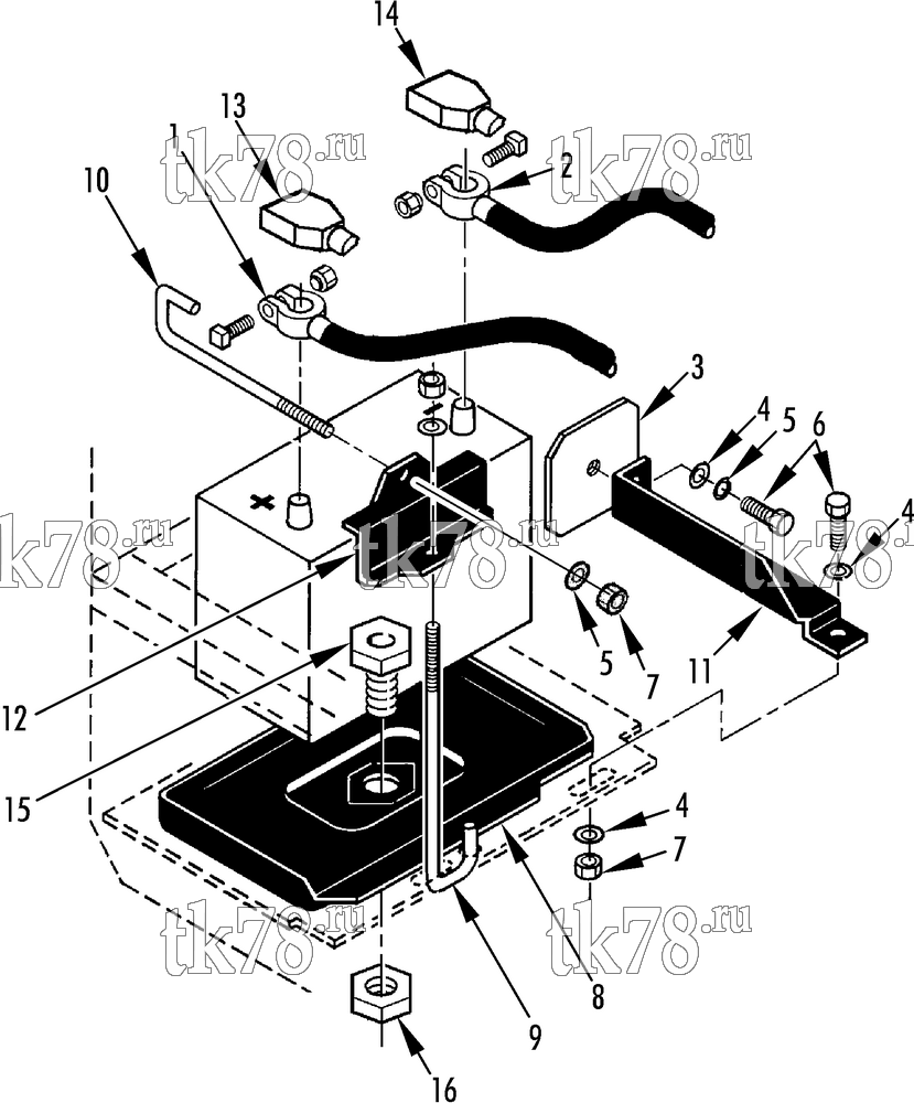 Каталог запчастей для Thermo King  BATTERY MOUNTING GROUP (UNITS BUILT 8/88 & After)