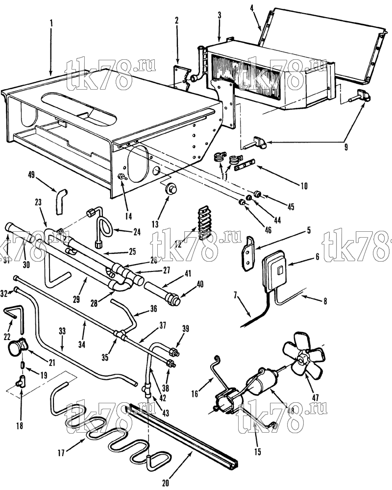 Каталог запчастей для Thermo King  EVAPORATOR ASSEMBLY (UMDE CS/RS - 054641)