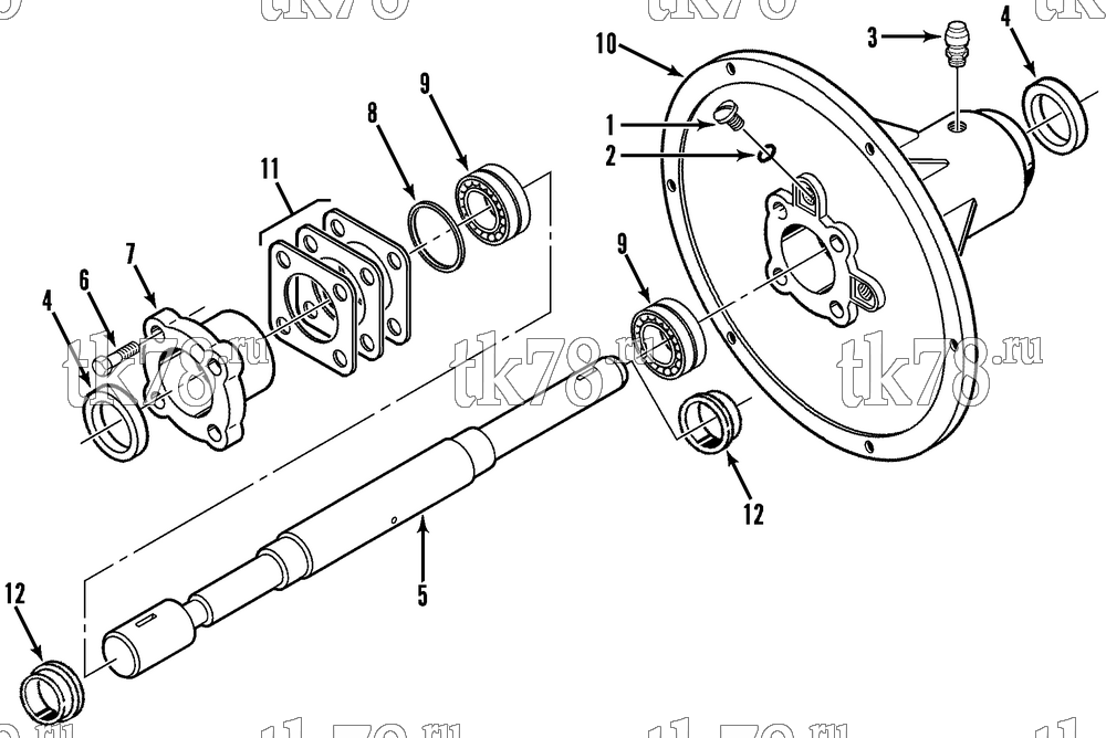 Каталог запчастей для Thermo King  FANSHAFT ASSEMBLY & ROLLER BEARING