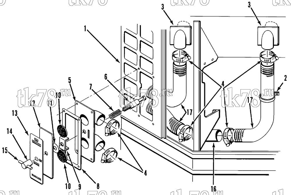 Каталог запчастей для Thermo King SB-II w/C201 Engine FRESH AIR EXCHANGE GROUP (OPTION 048233)