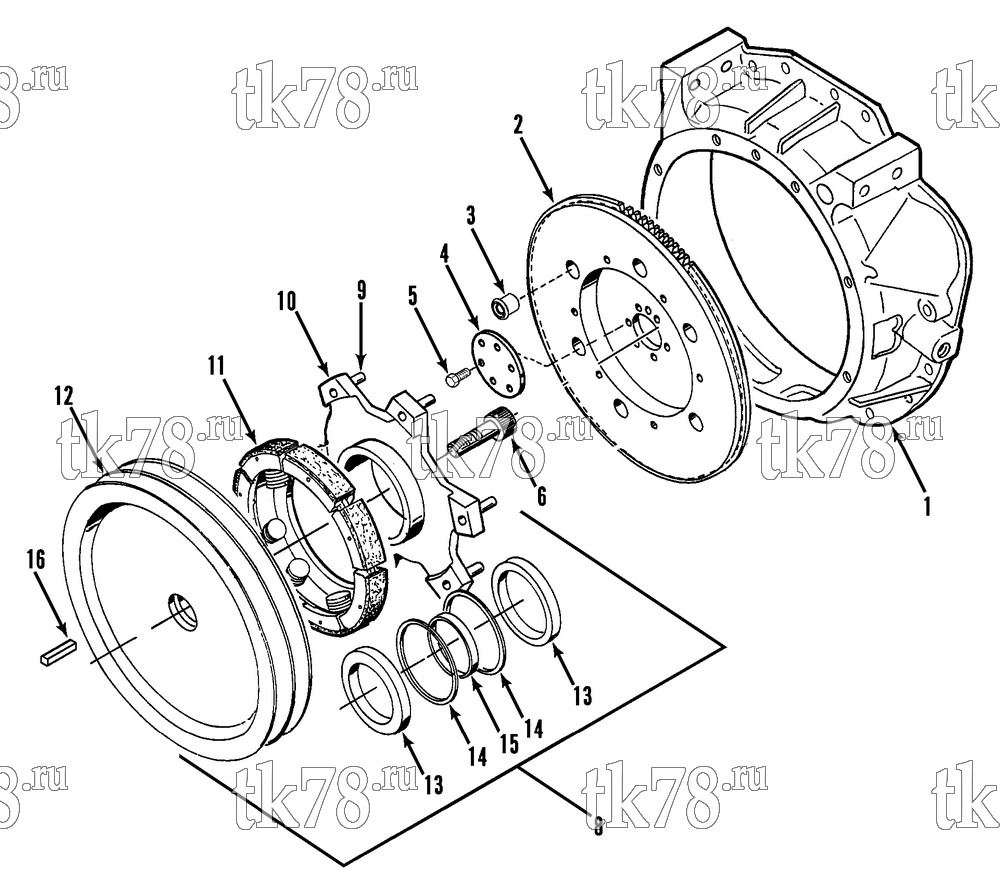 Каталог запчастей для Thermo King SB-II 50 TC FLYWHEEL HOUSING & CLUTCH (di 2.2 50s)