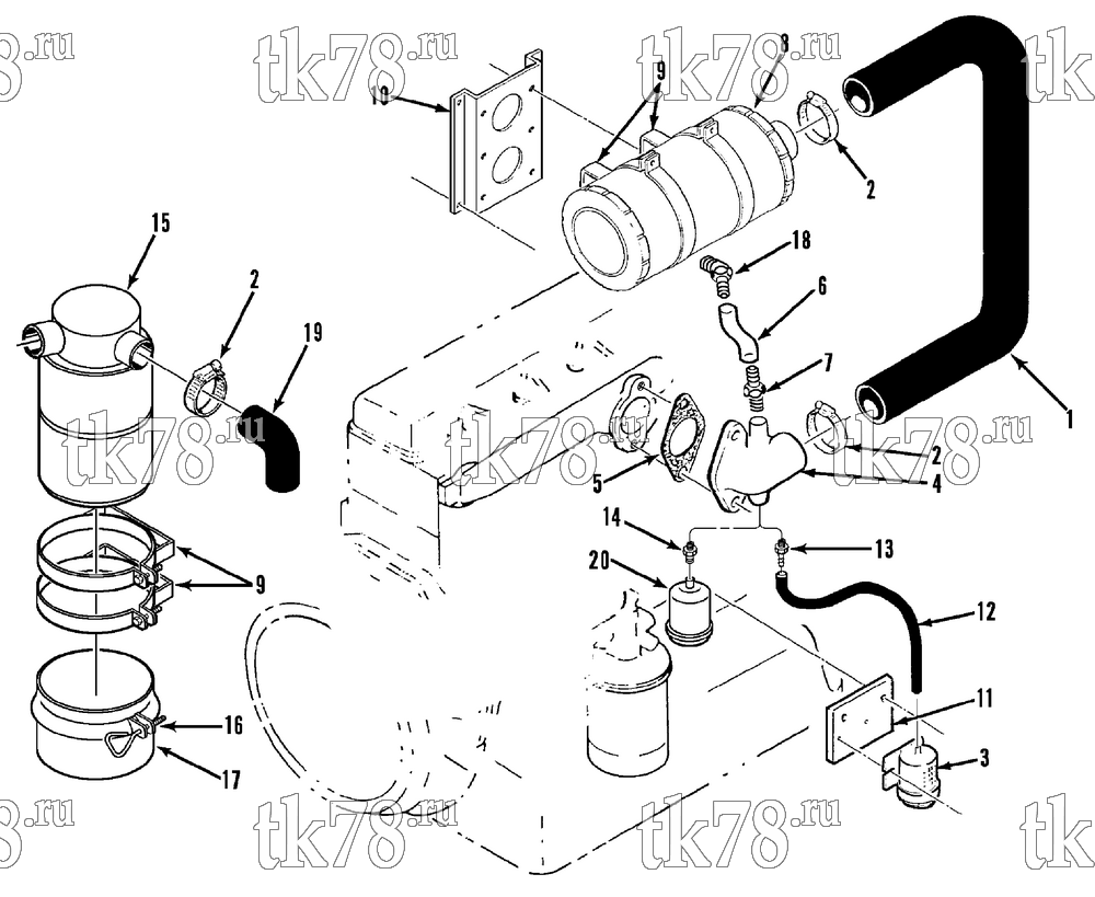 Каталог запчастей для Thermo King McTRL-I 30 & 30 TC AIR CLEANER GROUP (SB-II 30 di 2.2)