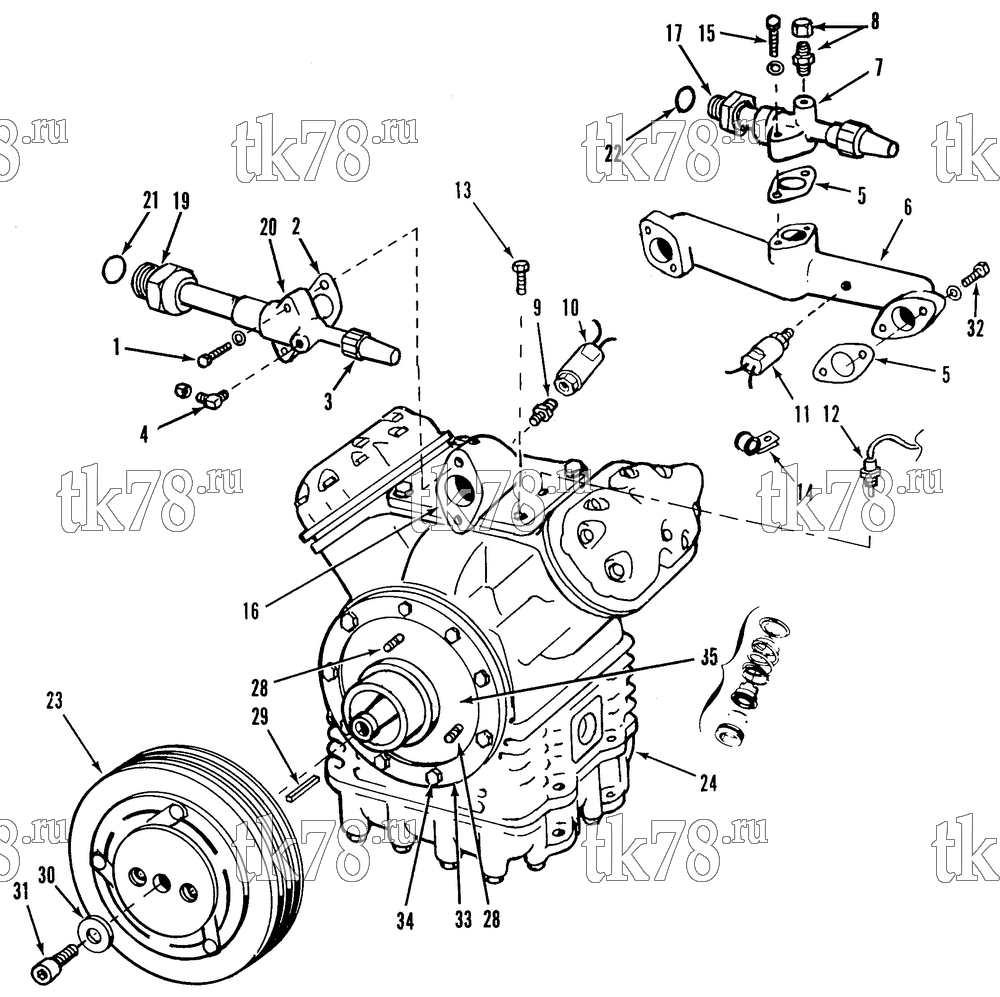 Каталог запчастей для Thermo King Compressor Kits for Transit Bus Air Conditioning COMPRESSOR GROUP (KIT 712763)