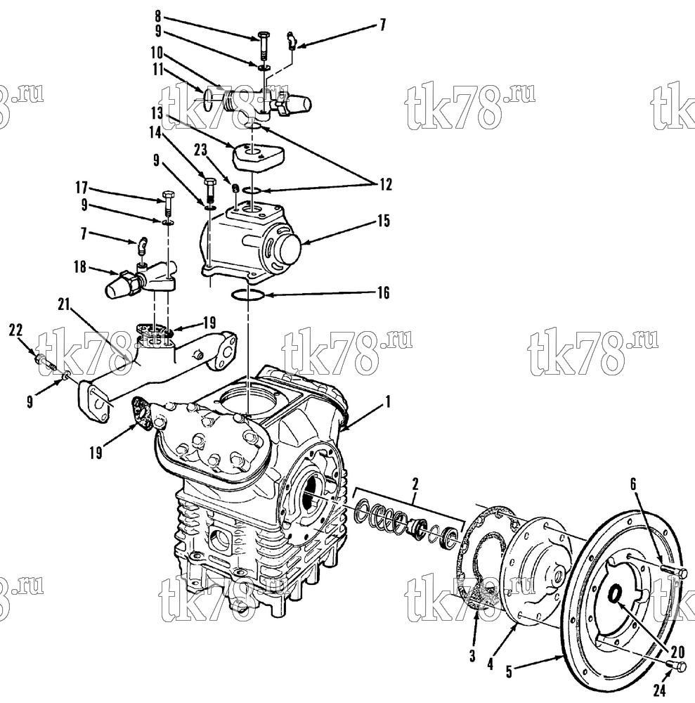 Каталог запчастей для Thermo King Super-II MAX w/di 2.2 Engine COMPRESSOR GROUP (Before 5/91)