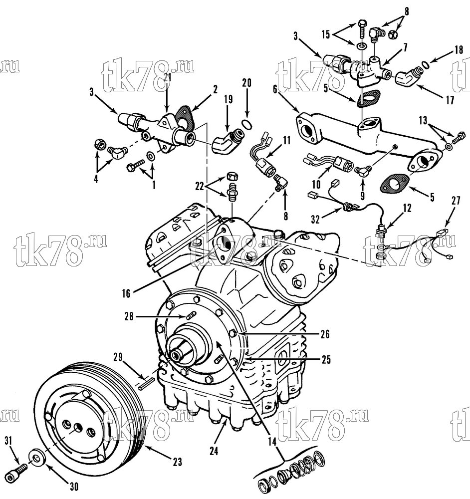 Каталог запчастей для Thermo King Compressor Kits for Transit Bus Air Conditioning COMPRESSOR GROUP (KIT 713215)