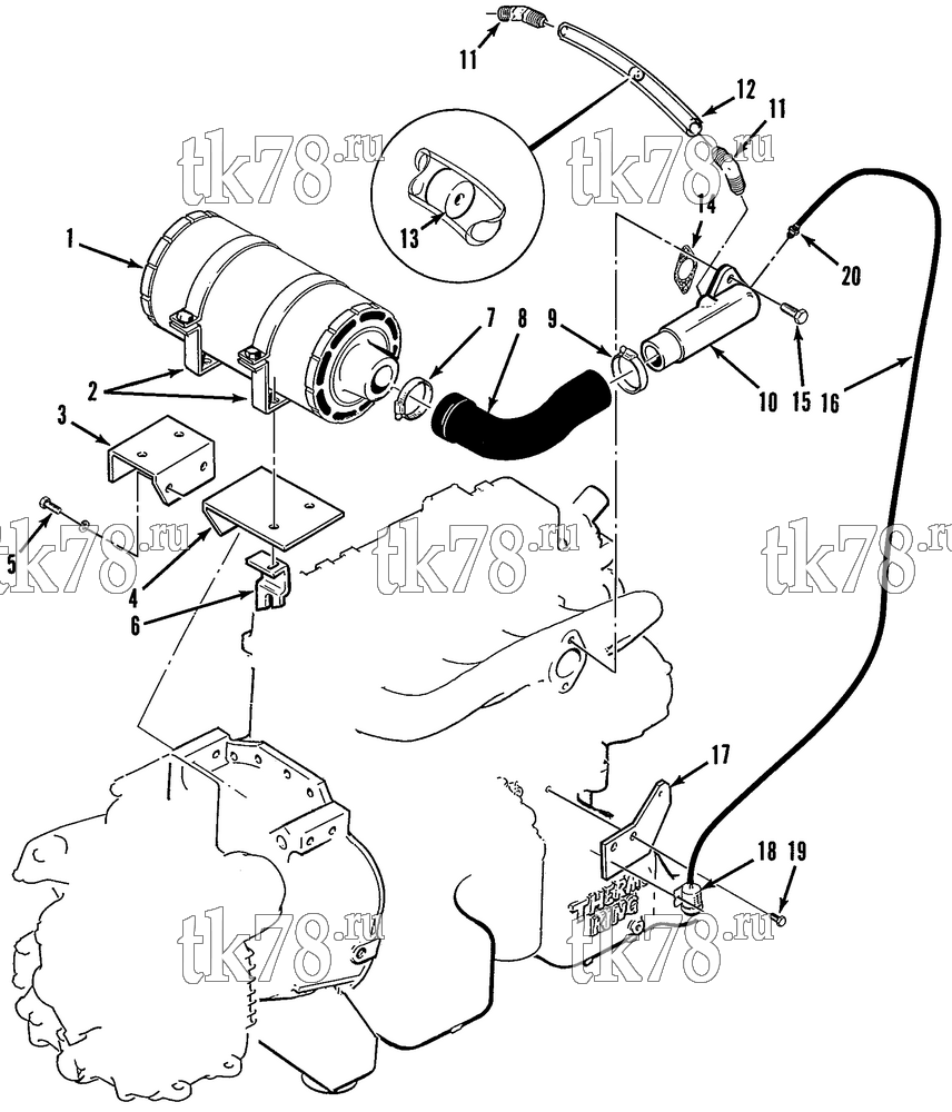 Каталог запчастей для Thermo King Super-II MAX w/di 2.2 Engine AIR CLEANER GROUP