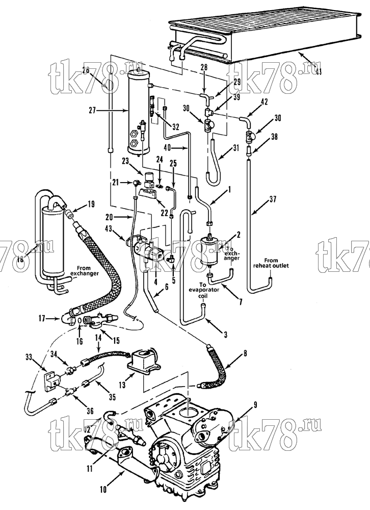 Каталог запчастей для Thermo King Super-II MAX w/di 2.2 Engine REFRIGERATION - CONDENSER DEHUMIDIFIER (Before 10/91)
