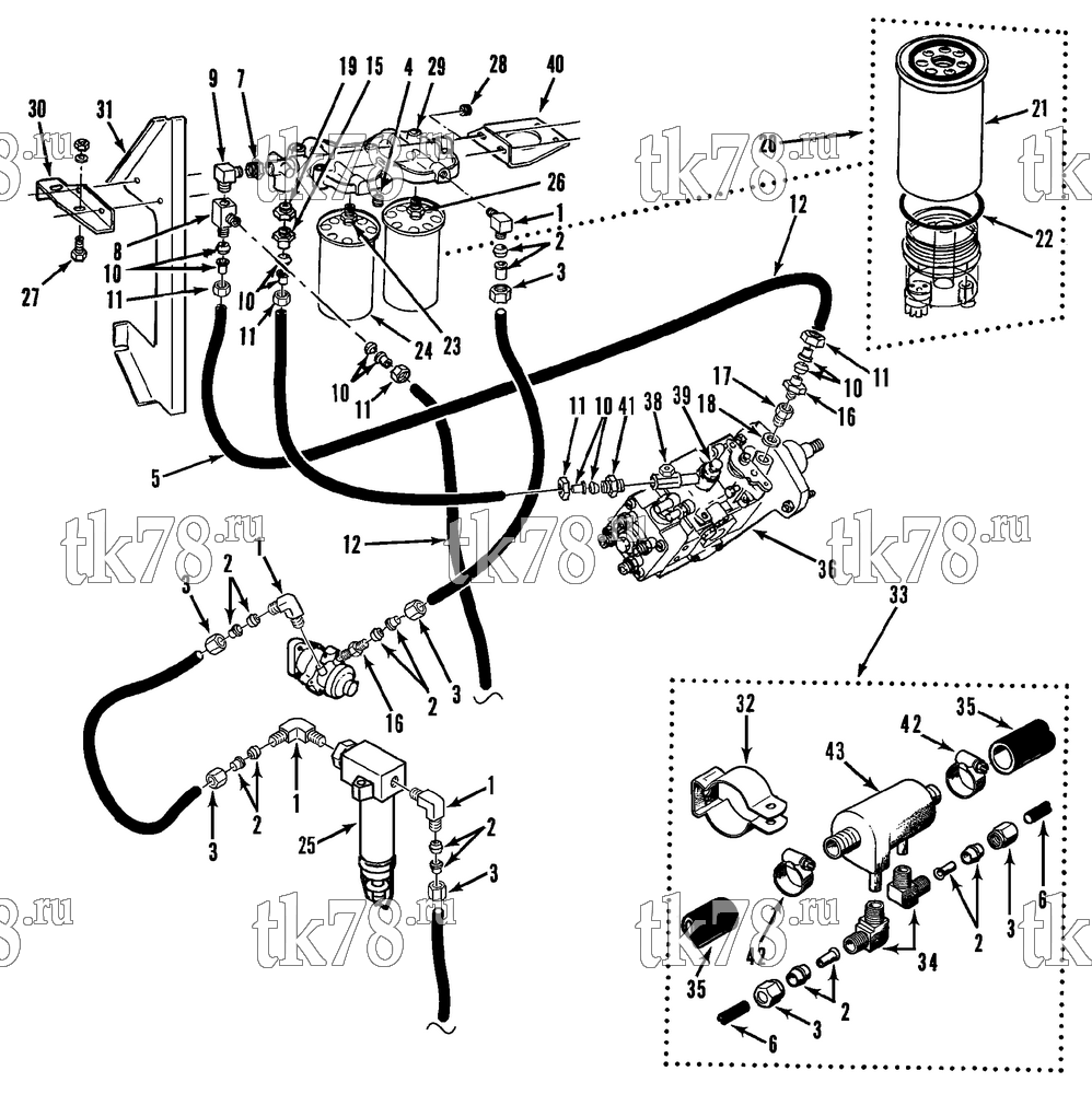 Каталог запчастей для Thermo King  FUEL FILTERS & HOSES (HP 2.3)