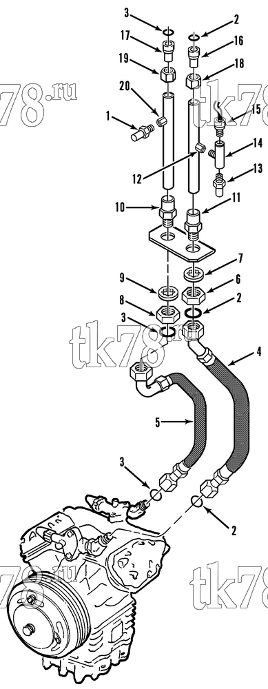 Каталог запчастей для Thermo King  COMPRESSOR CONNECTIONS & HOSES (812350 & 812353)
