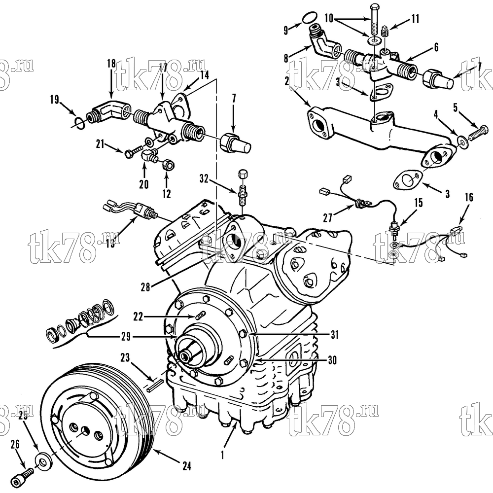 Каталог запчастей для Thermo King T3-M32 COMPRESSOR GROUP - X430 (3D95926G02, KIT 712892)