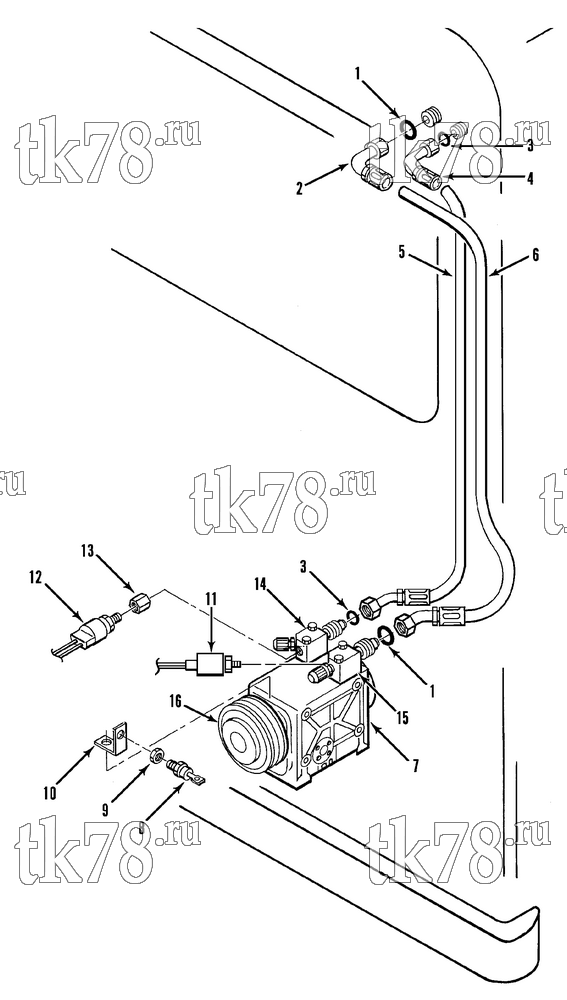 Каталог запчастей для Thermo King  COMPRESSOR & HOSE GROUP (U1 M1)
