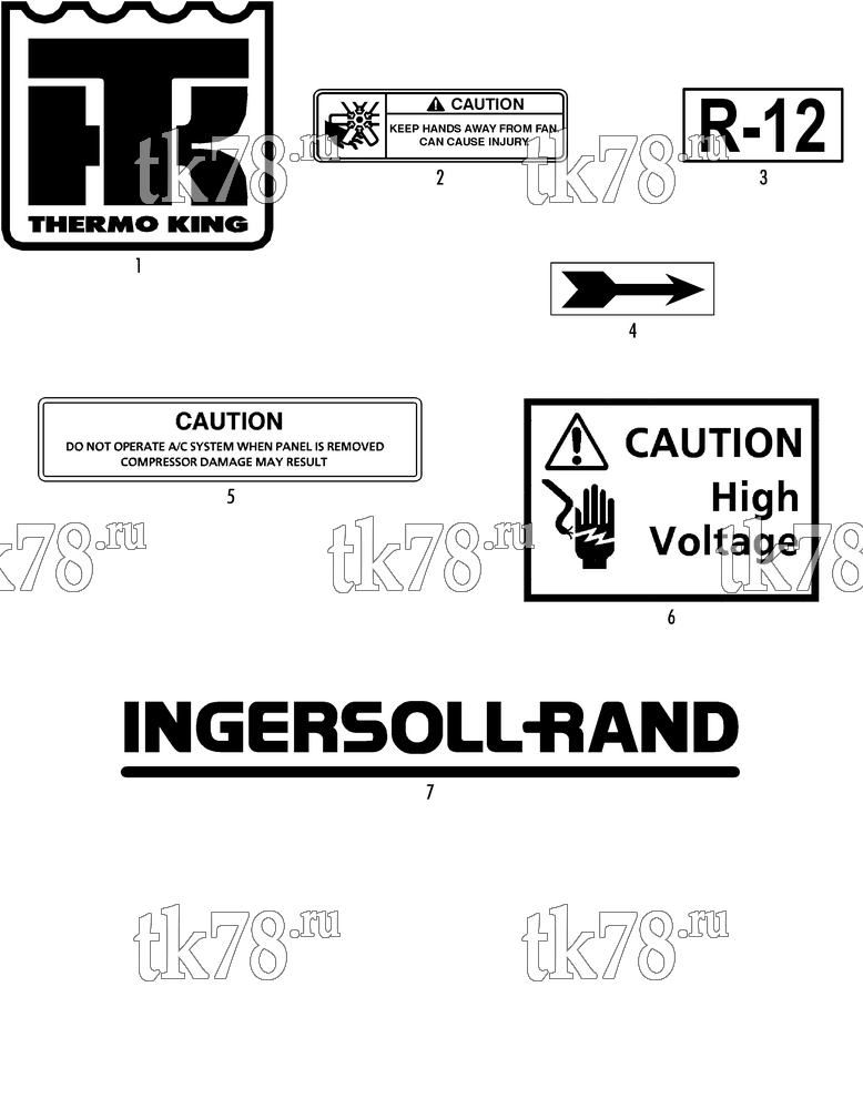 Каталог запчастей для Thermo King EV1, EV2 & EV3 NAMEPLATES