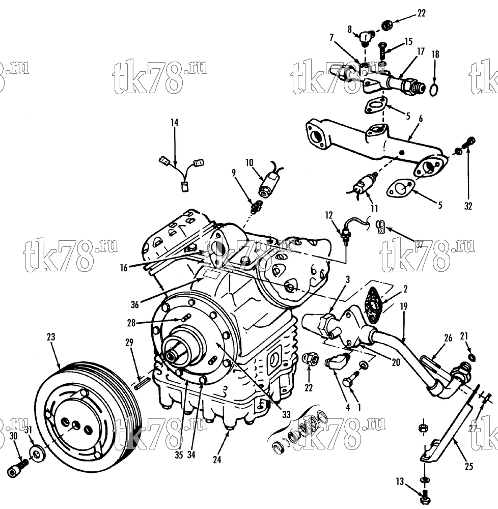 Каталог запчастей для Thermo King  COMPRESSOR GROUP (KIT 712675)