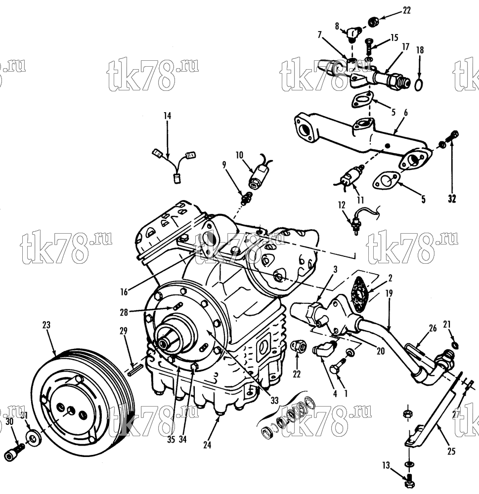 Каталог запчастей для Thermo King Compressor Kits for Transit Bus Air Conditioning COMPRESSOR GROUP (KIT 713041)