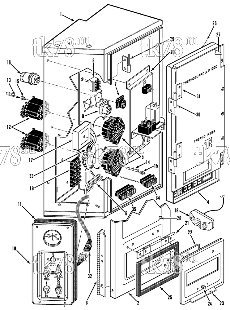 Каталог запчастей для Thermo King SB-III SR & SR MP+ w/di 2.2 Engine CONTROL BOX ASSEMBLY (Before 12/90)