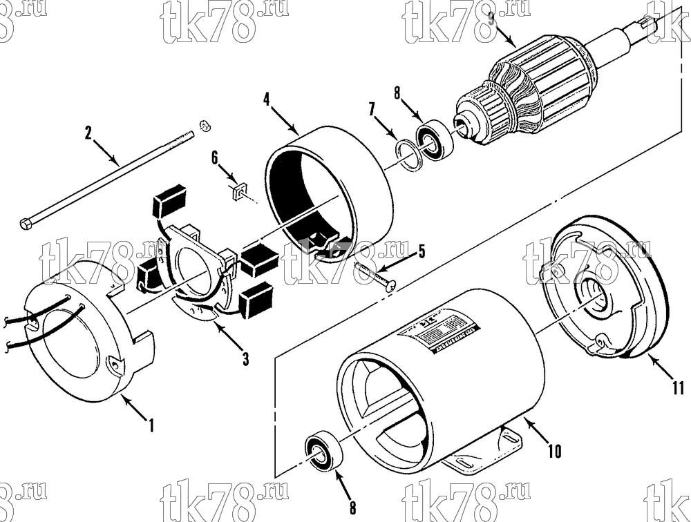 Каталог запчастей для Thermo King E4-M1, M2 & M3 MOTOR ASSEMBLY 104-473